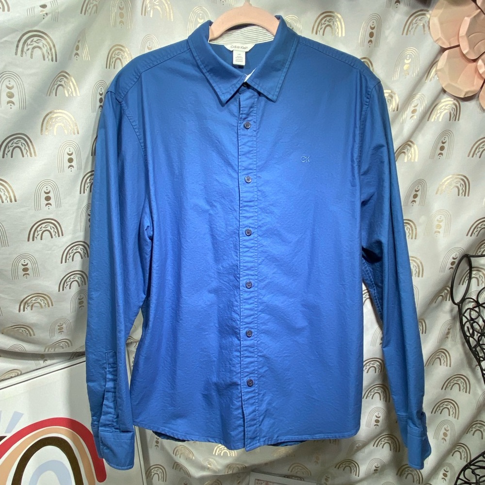 Calvin Klein Men's Vibrant Blue Button Down Shirt